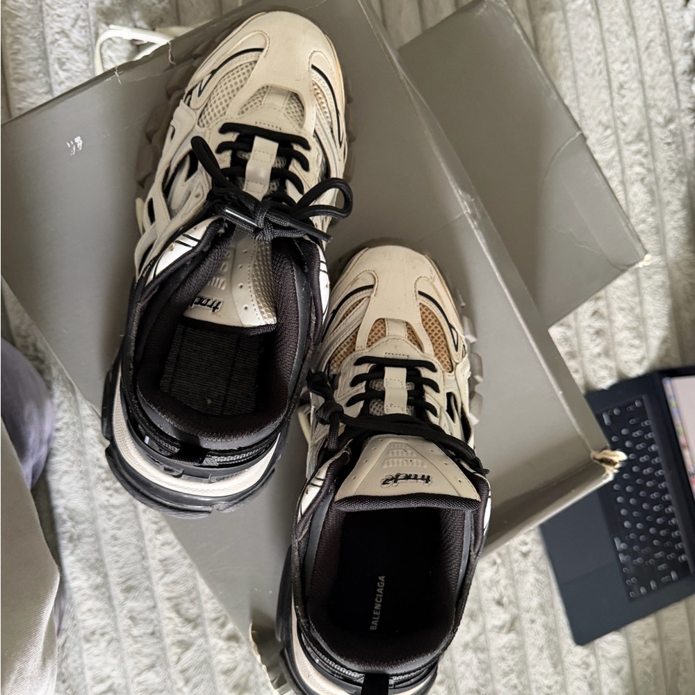 Balenciaga Beige and Black Athletic Shoes